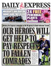 Daily Express front page for 7 April 2025