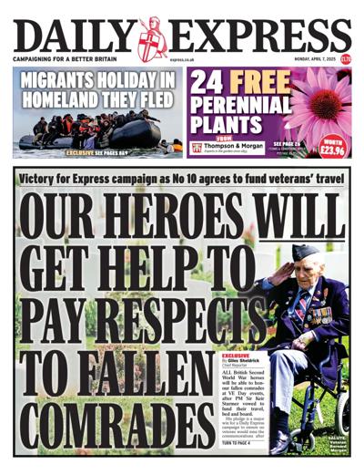 Daily Express Newspaper Front Page (UK) for 7 April 2025