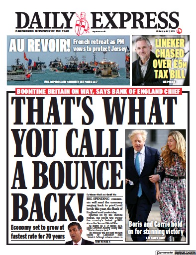 Daily Express Newspaper Front Page (UK) for 7 May 2021