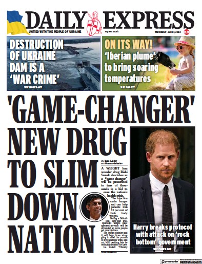 Daily Express Newspaper Front Page (UK) for 7 June 2023
