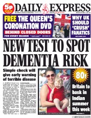 Daily Express (UK) Newspaper Front Page for 7 September 2015