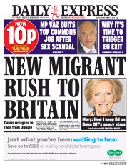 Daily Express (UK) Newspaper Front Page for 7 September 2016