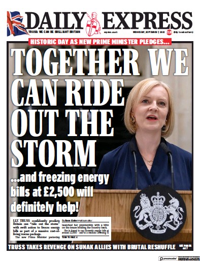 Daily Express Newspaper Front Page (UK) for 7 September 2022
