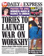 Daily Express Newspaper Front Page (UK) for 8 October 2012