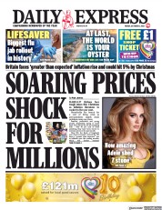 Daily Express (UK) Newspaper Front Page for 8 October 2021
