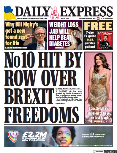 Daily Express Newspaper Front Page (UK) for 8 October 2022