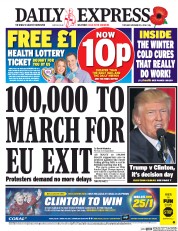 Daily Express (UK) Newspaper Front Page for 8 November 2016