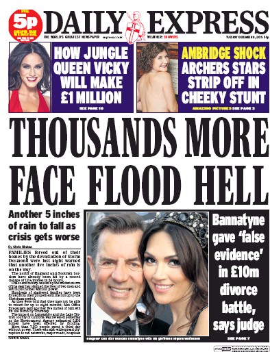 Daily Express Newspaper Front Page (UK) for 8 December 2015