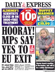 Daily Express (UK) Newspaper Front Page for 8 December 2016