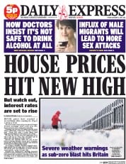 Daily Express (UK) Newspaper Front Page for 8 January 2016