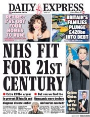 Daily Express (UK) Newspaper Front Page for 8 January 2019