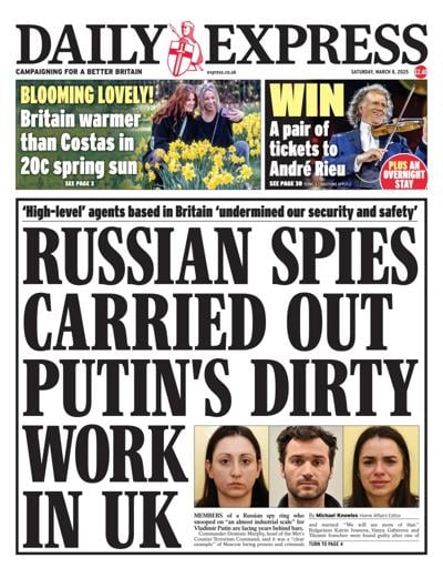 Daily Express Newspaper Front Page (UK) for 8 March 2025