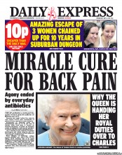 Daily Express Newspaper Front Page (UK) for 8 May 2013