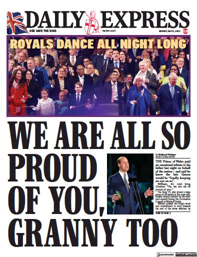 Daily Express Newspaper Front Page (UK) for 8 May 2023