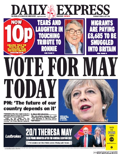 Daily Express Newspaper Front Page (UK) for 8 June 2017