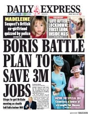 Daily Express (UK) Newspaper Front Page for 8 June 2020