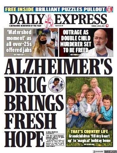 Daily Express Newspaper Front Page (UK) for 8 June 2021