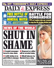 Daily Express (UK) Newspaper Front Page for 8 July 2011
