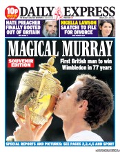 Daily Express (UK) Newspaper Front Page for 8 July 2013