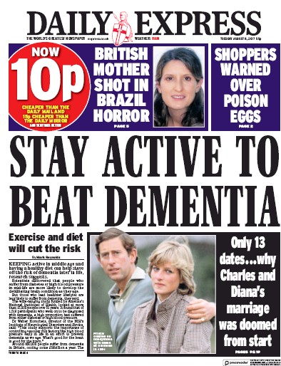 Daily Express Newspaper Front Page (UK) for 8 August 2017