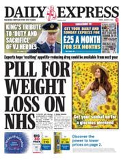 Daily Express front page for 8 August 2025