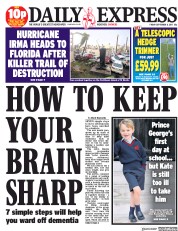 Daily Express (UK) Newspaper Front Page for 8 September 2017