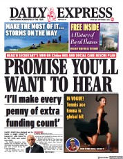 Daily Express (UK) Newspaper Front Page for 8 September 2021