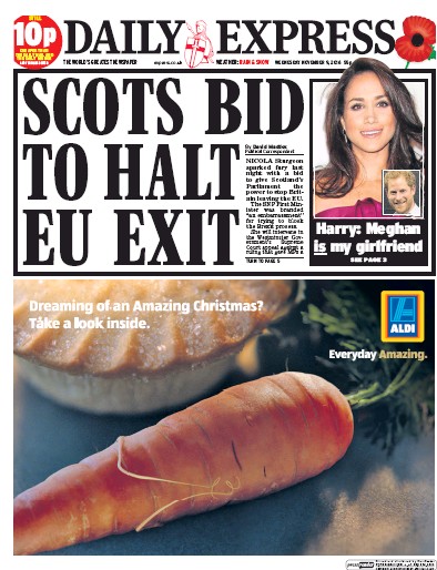 Daily Express Newspaper Front Page (UK) for 9 November 2016
