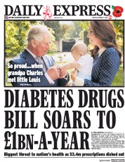 Daily Express (UK) Newspaper Front Page for 9 November 2018