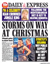 Daily Express (UK) Newspaper Front Page for 9 December 2013