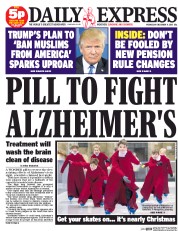 Daily Express (UK) Newspaper Front Page for 9 December 2015