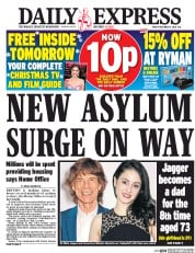 Daily Express (UK) Newspaper Front Page for 9 December 2016
