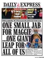 Daily Express (UK) Newspaper Front Page for 9 December 2020