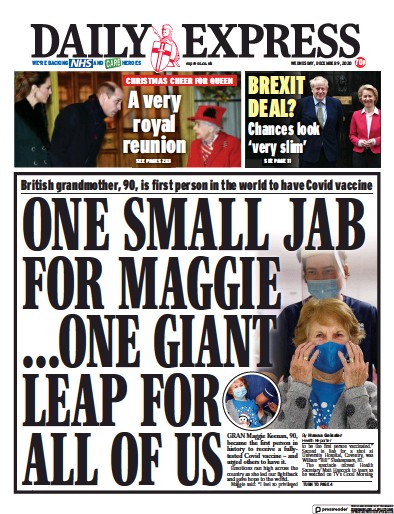 Daily Express Newspaper Front Page (UK) for 9 December 2020
