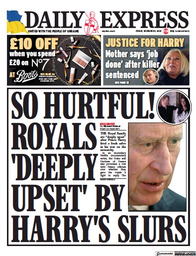 Daily Express Newspaper Front Page (UK) for 9 December 2022