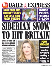 Daily Express Newspaper Front Page (UK) for 9 January 2014