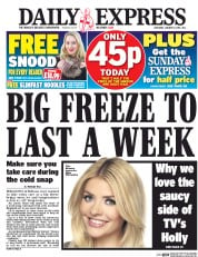 Daily Express (UK) Newspaper Front Page for 9 January 2016
