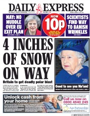 Daily Express (UK) Newspaper Front Page for 9 January 2017