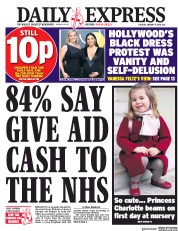 Daily Express (UK) Newspaper Front Page for 9 January 2018