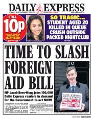 Daily Express (UK) Newspaper Front Page for 9 February 2018