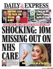 Daily Express (UK) Newspaper Front Page for 9 February 2022