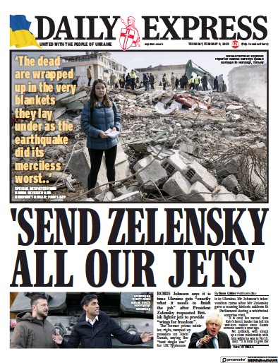 Daily Express Newspaper Front Page (UK) for 9 February 2023