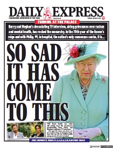 Daily Express Newspaper Front Page (UK) for 9 March 2021