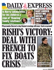 Daily Express (UK) Newspaper Front Page for 9 March 2023