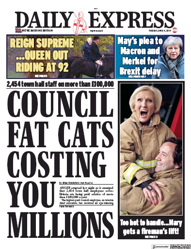 Daily Express Newspaper Front Page (UK) for 9 April 2019