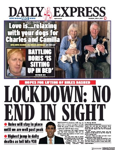 Daily Express Newspaper Front Page (UK) for 9 April 2020