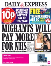 Daily Express (UK) Newspaper Front Page for 9 May 2016