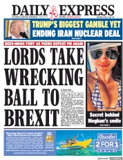 Daily Express (UK) Newspaper Front Page for 9 May 2018