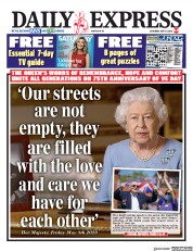 Daily Express (UK) Newspaper Front Page for 9 May 2020