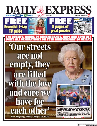 Daily Express Newspaper Front Page (UK) for 9 May 2020